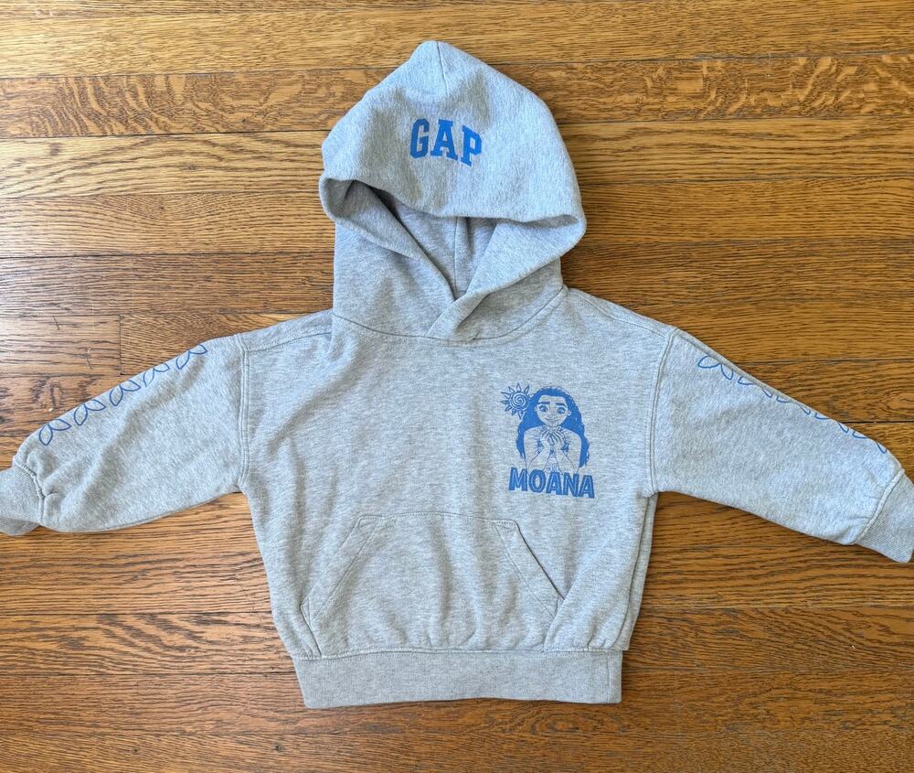 Gap Girls' Moana Gray Hooded Sweatshirt Size 2